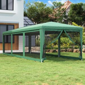 Dakota Fields Andry Party Tent with 8 Mesh Sidewalls 3x9 m HDPE Green/Green 898cm W X 300cm D X 258cm H