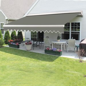 Dakota Fields Worton Half Cassette Electric 4.5m W x 3m D Retractable Patio Awning Gray 18cm H X 450cm W X 300cm D