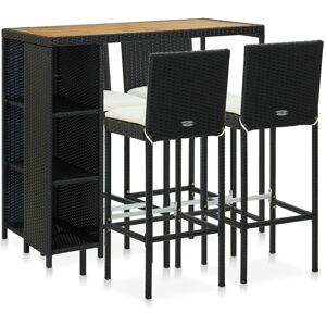 Ebern Designs Garden Bar Set 5 Piece with Cushions Poly Rattan Table&Chair Brown 110cm H X 120cm W X 60cm D