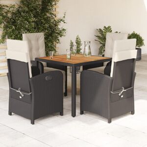 Latitude Run 5 Piece Garden Dining Set With Cushions Poly Rattan Black/Cream 4