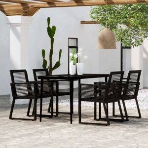 Ebern Designs 5 Piece Garden Dining Set Black, 1 Table, 4 Chair Black 4