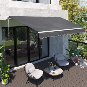Dakota Fields Sonakshi 3.95m W x 2.5m D Retractable Patio Awning Grey 150cm H X 395cm W X 250cm D