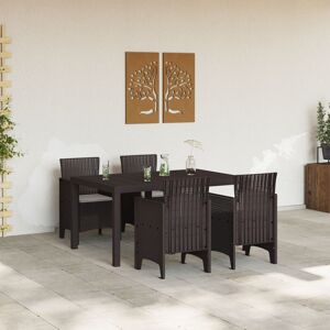 17 Stories 5 Piece Garden Dining Set With Cushions Poly Rattan Brown/Grey 1