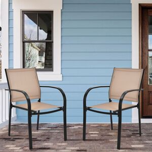 17 Stories 2 PCS Outdoor Dining Chairs Garden Patio Bistro Stackable Chairs Black 85cm H X 64cm W X 59cm D