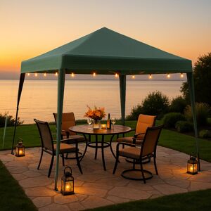 Dakota Fields Easy Up Garden Outdoor 2m W x 2m D Steel Soft-top UV Patio Gazebo Green 200cm W X 200cm D X 240cm H