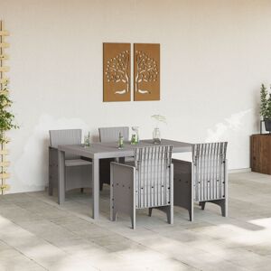 17 Stories 5 Piece Garden Dining Set With Cushions Poly Rattan Grey/Grey