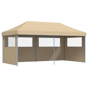 Dakota Fields Vidaxl Foldable Party Tent Pop-Up With 3 Sidewalls Blue/Beige 315cm H x 580cm W x 292cm D
