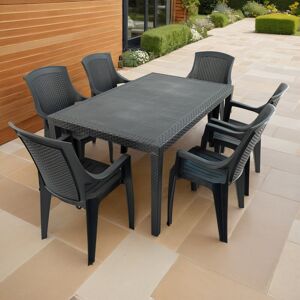 Ebern Designs Schaffa Rectangular with 6 Chairs Garden Set Grey 6