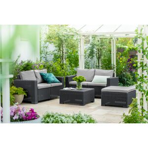 Keter California 4 Seater Outdoor Double Garden Furniture Lounge Set Black 4