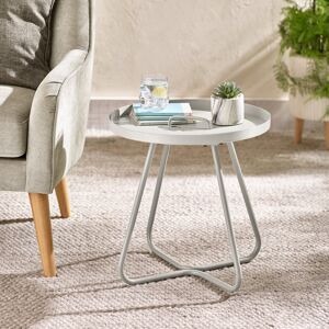17 Stories Seretta Metal Garden Side Table for Luxury Modern Patio or Bistro Set Cream 47cm H X 44cm W X 44cm L