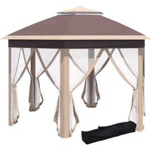 Outsunny 4m x 3.5m Metal Patio Gazebo Khaki 405cm W X 340cm D X 285cm H