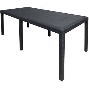Dakota Fields Outdoor Table Roma, Rectangular Extendable Dining Table, Rattan Effect Garden Table, 150X90H72 Cm Anthracite 72cm H X 90cm W X 150cm L