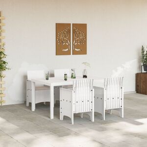 17 Stories 5 Piece Garden Dining Set With Cushions Poly Rattan Beige/White