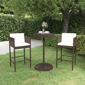 Ebern Designs Garden Bar Set with Cushions Patio Brown 106cm H X 60.5cm W X 60.5cm D