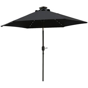 Dakota Fields Martigues 2.5m Traditional Parasol with Lights Black 220cm H X 250cm W X 250cm D
