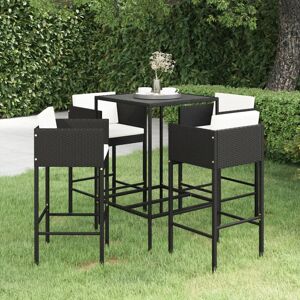 Ebern Designs Garden Bar Set with Cushions Black 100cm H X 70cm W X 70cm D