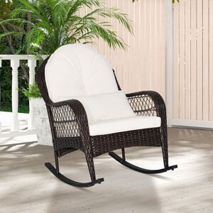 Lark Manor Outdoor Patio Rattan Chair Wicker Sturdy Rocking Armchair Garden Furniture Set White 91.00cm H X 99.00cm W X 72.00cm D;91.00cm H X 99.00cm W X 72.00cm D