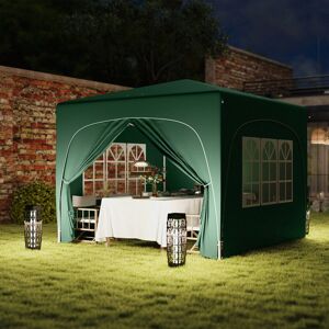 Outsunny 3m x 3m Iron Pop-Up Gazebo Green 300cm W X 300cm D X 273cm H