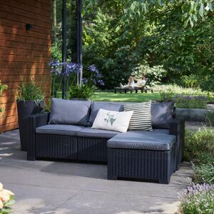 Keter California 3 Seater Outdoor Corner Garden Furniture Chaise Longue Mini Lounge set Grey 72cm H X 120cm W