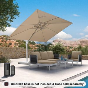 Blue Elephant Roric 3.4m x 2.7m Rectangular Cantilever Parasol Beige 254.8cm H X 335.3cm W X 274.3cm D