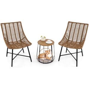 17 Stories 3 Piece Outdoor Furniture Set Heavy Duty Patio Chairs W/Pet House-Brown Brown 2 17 Stories 3 Piece Outdoor Furniture Set Heavy Duty Patio Chairs W/Pet House-Brown Brown 2