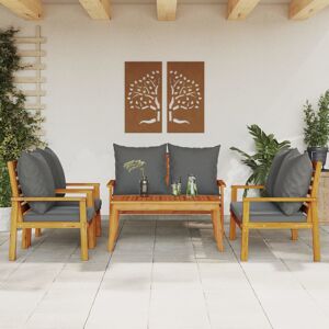 Lily Manor 5 Piece Garden Lounge Set With Cushions Solid Wood Acacia Grey Lily Manor 5 Piece Garden Lounge Set With Cushions Solid Wood Acacia Grey
