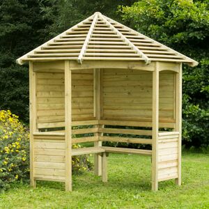 Forest Garden Wooden Arbour Brown 250cm H X 233cm W X 161cm D Forest Garden Wooden Arbour Brown 250cm H X 233cm W X 161cm D