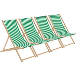Harbour Housewares Folding Wooden Deck Chairs - Green Stripe Green Stripe 106cm H X 56cm W X 99cm D Harbour Housewares Folding Wooden Deck Chairs - Green Stripe Green Stripe 106cm H X 56cm W X 99cm D