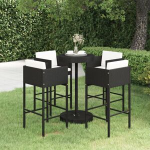 Ebern Designs Garden Bar Set with Cushions Patio Black 106cm H X 75.5cm W X 75.5cm D Ebern Designs Garden Bar Set with Cushions Patio Black 106cm H X 75.5cm W X 75.5cm D