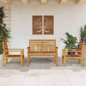 Lily Manor 4 Piece Garden Lounge Set Solid Wood Acacia Brown Lily Manor 4 Piece Garden Lounge Set Solid Wood Acacia Brown