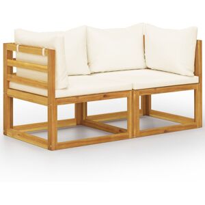 Ophelia & Co. Garden Lounge Set Outdoor Sofa Set with Cushions Solid Wood Acacia Cream White 60cm H X 70cm W X 70cm D Ophelia & Co. Garden Lounge Set Outdoor Sofa Set with Cushions Solid Wood Acacia Cream White 60cm H X 70cm W X 70cm D