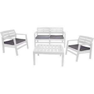 Dakota Fields Outdoor Lounge Set Massa, Garden Set With 2 Armchairs, 1 Sofa And 1 Coffee Table White/Grey 4 Dakota Fields Outdoor Lounge Set Massa, Garden Set With 2 Armchairs, 1 Sofa And 1 Coffee Table White/Grey 4