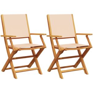 Lark Manor Vidaxl garden chairs, set of 2 in beige, solid acacia wood and fabric Beige 91cm H X 54cm W X 57cm D Lark Manor Vidaxl garden chairs, set of 2 in beige, solid acacia wood and fabric Beige 91cm H X 54cm W X 57cm D
