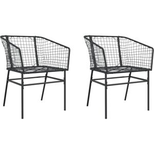 17 Stories Vidaxl garden chairs, set of two, in brown poly rattan Black 83cm H X 62cm W X 63cm D 17 Stories Vidaxl garden chairs, set of two, in brown poly rattan Black 83cm H X 62cm W X 63cm D
