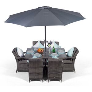 Dakota Fields Karas 6 Seater Dining Set with Cushions and Parasol Grey 6 Dakota Fields Karas 6 Seater Dining Set with Cushions and Parasol Grey 6