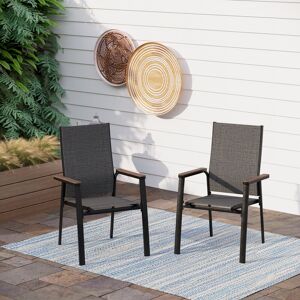 Blue Elephant Leigh Stacking Patio Dining Armchair Grey 99.1cm H X 61cm W X 63.5cm D Blue Elephant Leigh Stacking Patio Dining Armchair Grey 99.1cm H X 61cm W X 63.5cm D