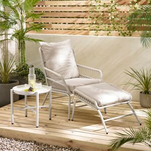17 Stories Seretta Metal Garden Lounge Chair Set with Foot Stool and Table for Luxury Modern Patio Cream 84cm H X 65cm W X 82cm L 17 Stories Seretta Metal Garden Lounge Chair Set with Foot Stool and Table for Luxury Modern Patio Cream 84cm H X 65cm W X 82cm L