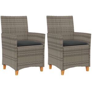 Marlow Home Co. Garden Chairs with Cushions Patio Seat Poly Rattan and Solid Wood Grey/Dark Grey 90cm H X 59cm W X 61cm D Marlow Home Co. Garden Chairs with Cushions Patio Seat Poly Rattan and Solid Wood Grey/Dark Grey 90cm H X 59cm W X 61cm D