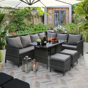 Rosalind Wheeler Kissner Rattan 7 - Person Seating Group gray