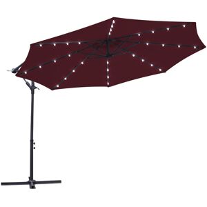 Dakota Fields Oullins 3m Cantilever Parasol with Lights Wine Red 300cm W X 300cm D Dakota Fields Oullins 3m Cantilever Parasol with Lights Wine Red 300cm W X 300cm D