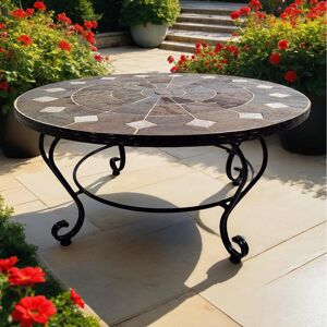 Rosalind Wheeler Granada Garden Stone Mosaic Coffee Table Brown/Beige Rosalind Wheeler Granada Garden Stone Mosaic Coffee Table Brown/Beige