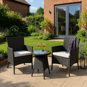 Mistana Sarenac 2 Seater Bistro Set with Cushions Black 2 Mistana Sarenac 2 Seater Bistro Set with Cushions Black 2