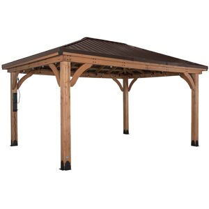 Backyard Discovery Barrington Cedar Patio Gazebo 4.8m x 3.6m (16ft x 12ft) Brown 488.95cm W X 367.66cm D X 313.69cm H Backyard Discovery Barrington Cedar Patio Gazebo 4.8m x 3.6m (16ft x 12ft) Brown 488.95cm W X 367.66cm D X 313.69cm H