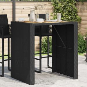 Latitude Run Lesbury Garden Bar Table with Acacia Wood Top Poly Rattan Black 110cm H x 80cm W x 105cm D Latitude Run Lesbury Garden Bar Table with Acacia Wood Top Poly Rattan Black 110cm H x 80cm W x 105cm D