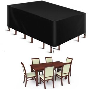 Dakota Fields Heavy Duty 600D Oxford Fabric Patio Dining Set Cover Black 100cm H X 242cm W X 162cm D Dakota Fields Heavy Duty 600D Oxford Fabric Patio Dining Set Cover Black 100cm H X 242cm W X 162cm D