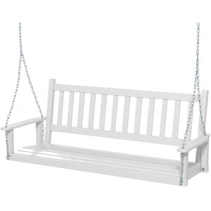 ClassicLiving 2-Person Porch Hanging Swing Chair Wooden Garden Swing Bench W/ Slatted Back White 168 cm ClassicLiving 2-Person Porch Hanging Swing Chair Wooden Garden Swing Bench W/ Slatted Back White 168 cm