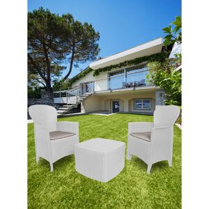 Dakota Fields Outdoor Lounge Set Napoli, Garden Set With 2 Armchairs And 1 Container Table, Rattan Effect Sitting Area White/Grey 2 Dakota Fields Outdoor Lounge Set Napoli, Garden Set With 2 Armchairs And 1 Container Table, Rattan Effect Sitting Area White/Grey 2