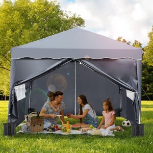LIFERUN 3mx3m Garden Gazebo, Waterproof Pop Up Gazebo With 4 Sides, Event Shelters With Mesh Windows And Roller Bag, 8 Stakes, 4 Ropes, 4 Sandbags For Party, Grey 300cm W X 300cm D X 275cm H LIFERUN 3mx3m Garden Gazebo, Waterproof Pop Up Gazebo With 4 Sides, Event Shelters With Mesh Windows And Roller Bag, 8 Stakes, 4 Ropes, 4 Sandbags For Party, Grey 300cm W X 300cm D X 275cm H