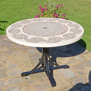 Rosalind Wheeler Avignon Garden Stone Mosaic Table Beige/Gold/Dark Brown Rosalind Wheeler Avignon Garden Stone Mosaic Table Beige/Gold/Dark Brown