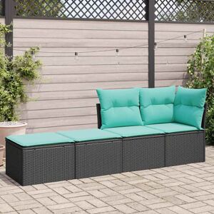 17 Stories 2 Piece Garden Sofa Set With Cushions Black Poly Rattan Acacia Blue/Black 2 17 Stories 2 Piece Garden Sofa Set With Cushions Black Poly Rattan Acacia Blue/Black 2
